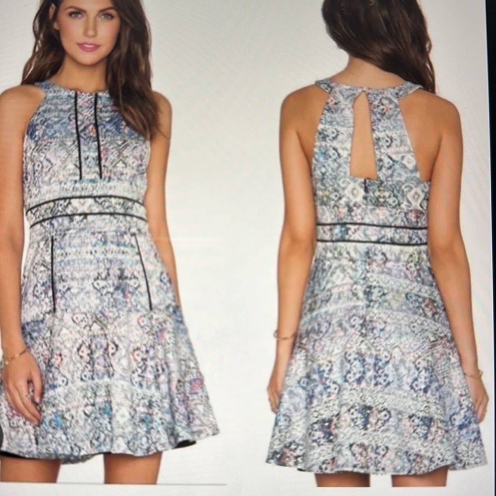 Parker Racer Back Jacquard Mosaic Print Tulip Mini Dress